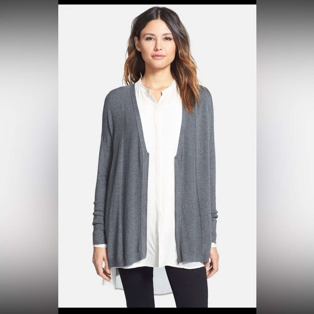 Eileen Fisher Cozy Viscose Stretch Knit‎ Zip Long Sweater Cardigan S